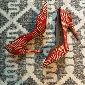 Tamara Mellon Red and White pointed heels